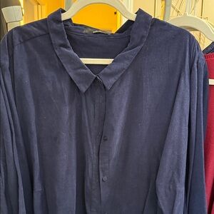 Ellos navy  thin wale corduroy button down shirt.  So cute. NWOT